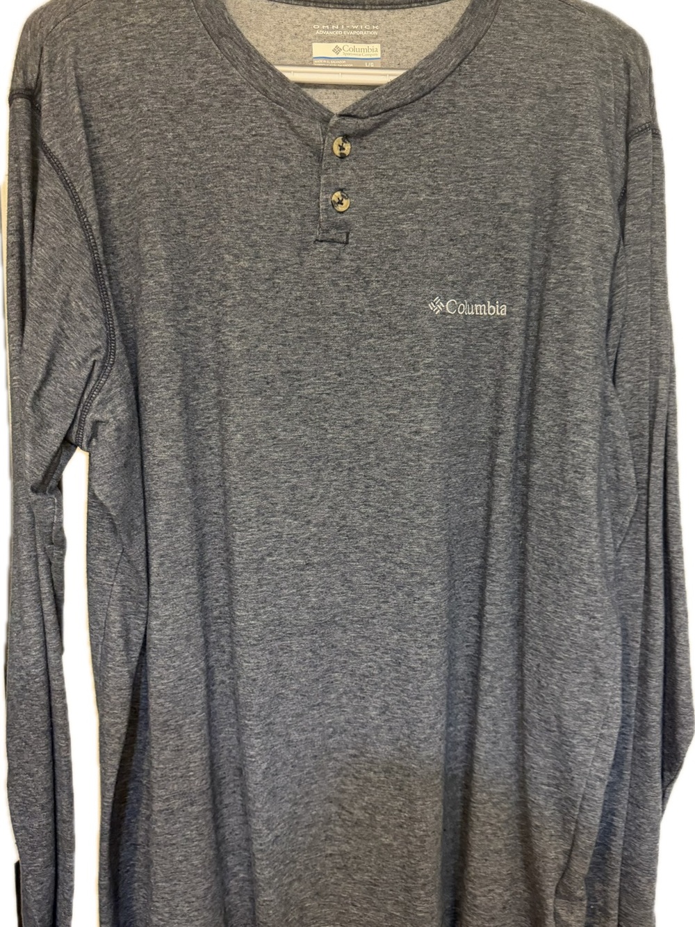 Columbia Men's Long Sleeve Henley - Heather Charcoal L
